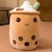 Hpory Bubble Tea Plush Pillow - Boba Milk Tea Cup Soft Toy with Strawberries - 23cm Brown Kids Stuffed Throw Pillow - Buy Online on GoSupps.com