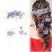WHYCNJL 3 Pieces Wedding Comb Pearl Hair Jewelry Bridal Rhinestone Bridal Jewelry Comb Hair Clip for Bride Bridesmaid Blue