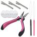 Hair Extension Pliers for Removal Professional Hair Extensions Kit Tools with Loop Threader for Micro Rings Nano Beads 3 Holes Plier