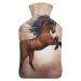 Jumping Horse Hot Water Bottle With Cover Plush Bed Bottle Hand Warmer For Adults And Children 26.5X15.3cm