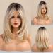 Rendaa Long Layered Blonde Wigs for Women Synthetic Hair Wig with Bangs Natural Wavy Wigs with Dark Roots
