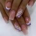 SINLOV Short Medium Square Fake Nails Flower Glossy Press on False Nails Pink Nude Ballerina Artificial Finger Nails French Full Cover False Nails for Women and Girls