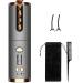 GeRRiT Hair Curler Set Cordless Automatic Rotating Hair Curler Curling Iron Ceramic Rotating Wireless Auto Curling Iron Wand Portable Rechargeable Curling Wand Auto Shut-Off Gray