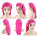 Ladaypoa 2-Piece Long Satin Hair Hood for Women | Silky Sleeping Cap for Long Curly Hair Protection | Extra Big Size Black & Rose Red - Buy Online on GoSupps.com
