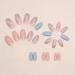 Ceboic 24Pcs Square False Nails Short French Tips Blue Pink - Glossy Marble Designs - Removable Press on Nails for Women and Girls - Buy Online on GoSupps.com