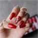 Christmas Reindeer Fake Nail Patches - Hand Painted Red 3D Acrylic Crystal Tips - Buy Online on GoSupps.com