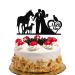 Mr & Mrs Cake Topper Bride and Groom with Cat Dog Horse Silhouette Wedding Party Decorations Black Glitter