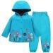 LZH Baby Girls Raincoat Suit Waterproof Hooded Coat Jacket & Trousers 2Pcs Outwear Clothes Set Blue 4-5 Years