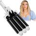Lockenstab 3 barrels waves for hair 25mm beach waves curling iron with adjustable temperature ceramic coating curly bars quick heating large wave for long/short hair black