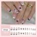French Short Square Press On Nails with Nail Tips Silver glitter powder Black Love heart False Nails press on nails Acrylic False Nails Cute Artificial Nails for Women and Girls - Buy Online on GoSupps.com
