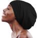 FocusCare Satin Lined Sleep Slouchy Cap - Best Headwear for Curly Hair & Frizzy Hair | Gifts for Women | Dark Black - Buy Online on GoSupps.com