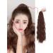 Horsetail Wig Female Long Curly Hair Band Corn Hot Double Ponytail Big Wave Wig Female Long Hair Fake Ponytail Strap Type Natural Black Flu Type Dark Brown