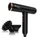 Nicebay Ionic Hair Dryer Professional Blow Dryer with 3 Attachments 110000RPM High-Speed Brushless Motor for Fast Drying Lightweight Low Noise 1600W Hairdryer with Diffuser Black&gold
