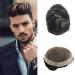 Men Toupee Fine Mono & PU men's wig permanent capillary prosthesis natural hair replacement system male wig 130% density # 1b (6in*8in)