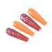 Brishow Long Coffin Fake Nails - Orange Acrylic Ballerina Stick-On Nails | 24PCs for Women & Girls - International Shipping - Buy Online on GoSupps.com