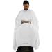 Large Size Professional Quality Hair Cutting Barber/Salon Cape Gown Apron With Mobile Phone Viewing Window Metal Snap Neck Closure Hanging Hook (White Cape Window)