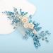 Bridal White Flower Blue Crystal Rhinestone Hair Comb for Bride - Wedding Hair Accessories - Buy Online on GoSupps.com