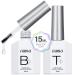 AILLSA Gel Top Coat And Base Coat Gel Nail Polish 2 x 15 ML Base and Top Coat Gel polish UV/LED Soak Off Gel Base Coat No Wipe Top Coat for Builder Gel Gel Polish DIY Nail Art at Home D-Base & Top coat