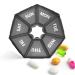 Weekly Pill Box for Pills/Vitamin/Fish Oil/Supplements and Medication Moisture Proof Small Pill Box for Pocket Purse Portable Pill Organizer Simple Style (1-Pack Black)