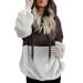 Bigfanshu Womens Sweaters Hooded Sweatshirt Winter Warm Zipper Pocket Pullover Blouse Shirts Coffee