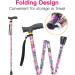 LIXIANG Folding Walking Cane - 5-Level Height Adjustable for Men & Women - Rosy Floral Printing - Buy Online on GoSupps.com