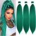Pre-Stretched Braiding Hair Easy Braid Professional ITCH-SYNTHETIC FIBRE CROCHET BRAIDS YAKI Texture Hair Extensions 3 Packs Braid Hair (66 cm (3 SPACE) Green) 66 cm (3 Series Pack) Green