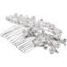 Oladfiop Women's Silver Rhinestone Bridal Wedding Flowers Pearl Headband Hair Clip Comb - Buy Online on GoSupps.com