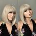 Platinum Blonde Bob Wig with Bangs - 12 Inch Heat Resistant Synthetic Wig for Daily & Party Wear - Buy Online on GoSupps.com