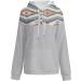 Women's Gray Hooded Print Button V-Neck Sweatshirt - X-Large - Buy Online on GoSupps.com