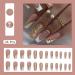 Medium Square Press on Nails - Gold Foil French Tip False Nails | 24 Pcs Stick on Glitter Acrylic Nails for Women & Manicure Art - Buy Online on GoSupps.com