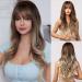 Fengq wig light brown wigs wig ombre brown with pony blond wigs for women ombre blonde long curly natural synthetic hair for women daily halloween (dark brown) bronze