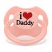 LittleForBig Large Shield Printed Pacifier Generation II in Adult Size I Love Daddy Pattern Pink