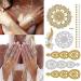 8 Sheets Gold Metallic Temporary Tattoos for Women - Shimmer Designs, Jewelry Fake Tattoo Stickers - Waterproof Body Makeup - Buy Online on GoSupps.com