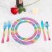 Supernal 120pcs Rainbow Silverware Set - Elegant Plastic Cutlery for Rainbow Party - Durable Gold and Pink Flatware - 40 Forks, 40 Knives, 40 Spoons - Buy Online on GoSupps.com