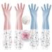 BJY 2Pcs Long Cuff and Flock Lining Reusable Waterproof Dishwashing Gloves Rubber Latex Laundry Gloves Household Non-Slip Elastic Wear-resistant Kitchen Bathroom Cleaning Gloves(Medium)