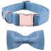 Lionet Paw's dog collar with fly - comfortable silk blue dog collar with removable fly for large dogs neck 40-60cm L (1 Pack) blue