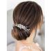 Latious Crystal Bride Wedding Hair Comb - Silver Pearl Bridal Hair Piece with Rhinestones - Vintage Leaves Hair Accessories for Women - Buy Online on GoSupps.com