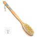 Wonderwin Double-Sided Long Handle Wooden Body Brush with Stiff and Soft Bristles, Back Scrubber for Shower, Exfoliating Brush to Exfoliate & Soften Skin, Dry and Wet Brushing Blue Non-Slip Rubber
