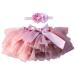 YONKINY Tutu Skirt Newborn Baby Photography Prop Headband Hairband Set Princess Tulle Skirt for Birthday Photography 1-2 Years Dark Pink