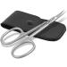 Fine cuticle scissors skin scissors combination scissors with extra fine tip made of stainless steel in a case (cuticle scissors 8.5 cm + case)
