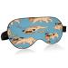 Dog Pizza Pattern Eye Mask for Sleep Light Blocking Funny Sleeping Mask with Adjustable Strap Soft Lightweight Eye Cover Blindfold for Men Women Work Travel Naps