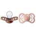BIBS Pacifiers - Supreme Collection | BPA-Free Baby Pacifier | Made in Denmark | Set of 2 Woodchuck/Blush Color Premium Soothers | Size 6-18 Months