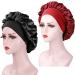 AliLeader Silk Bonnet for Sleeping 2Pcs - Colorful Satin Sleep Cap for Curly Hair - Black/Wine - Buy Online on GoSupps.com