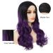 Buy Lila Long Wavy Ombre Synthetic Wig for Women - Black to Purple Curly Hair for Halloween & Daily Use - Buy Online on GoSupps.com
