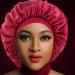 2PCS Satin Silk Extra Large Bonnet Sleep Cap Set for Black Women - Wine Red & Black - Buy Online on GoSupps.com