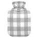 Grey Buffalo Plaid Check Hot Water Bottle with Cover Hot Water Bottles for Pain Relief Hot Water Bag Heating Bottles for Arthritis 2L
