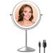Lighted Makeup Mirror with Magnification, Rechargeable Double Sided 10X Magnifying Mirror with Light, 8 Inch Makeup Vanity Mirror with 3 Light Setting, Touch Control, Desktop Cosmetic Light Up Mirror Chrome