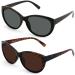 2 Pairs Women Outdoor Reading Sunglasses Oversized Full Lens Readers Leopard 1 Black 1 Tortoise 1.75 x
