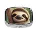 Cute Sloth Printing 2 Compartment Small Pill Case Cute Small Pill Box Purse Pill Boxs Travel Pill Organizer for Pocket Purse and Travel Gifts