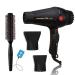 Turbo Power 3200 Black Twin Turbo Hair Dryer with Hair Brush RPM 12 for Smooth Soft Silky Hair